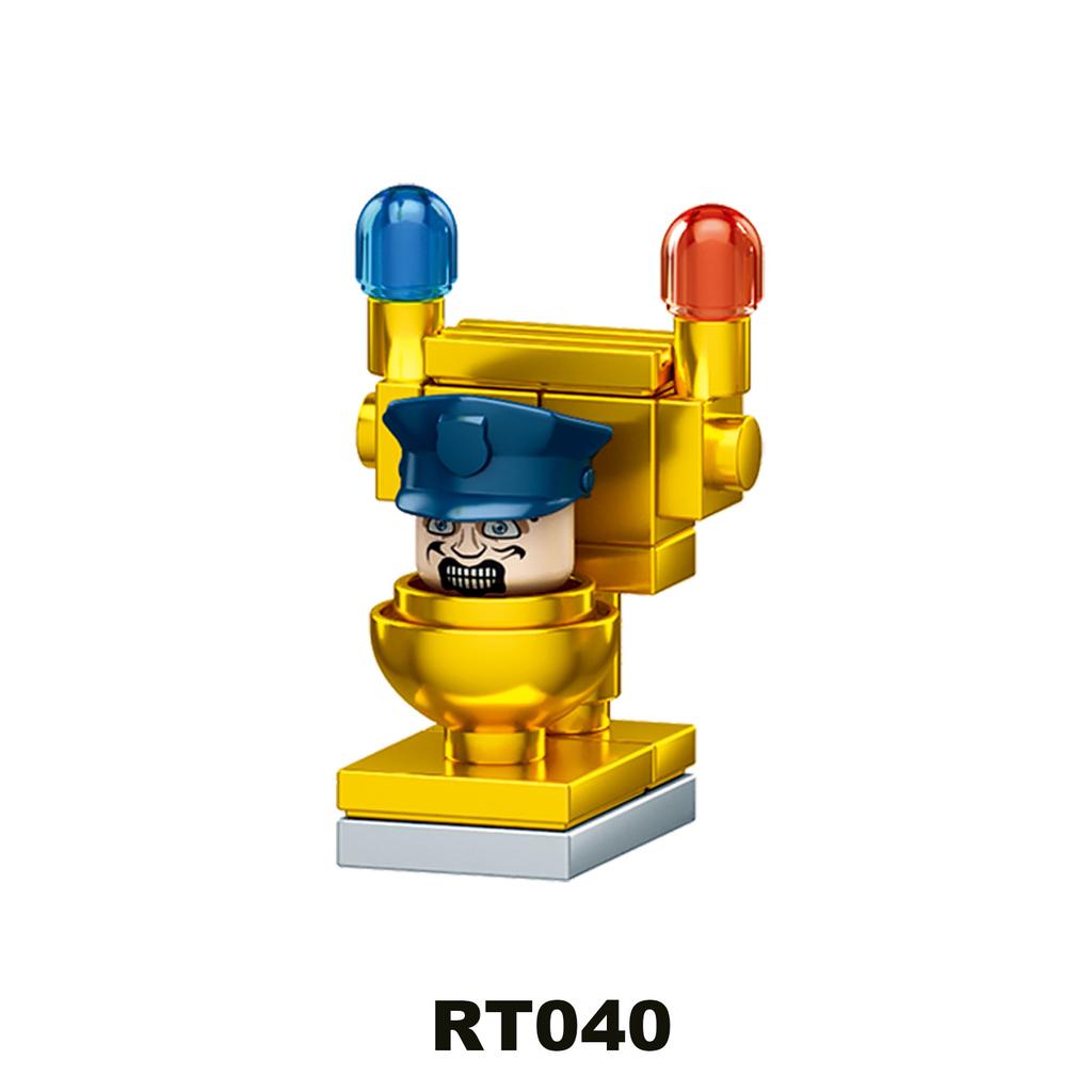TV Man Surveillance Figure Golden Toilet Man Assembly Building Block Toy, RT038-045 Articulated Model
