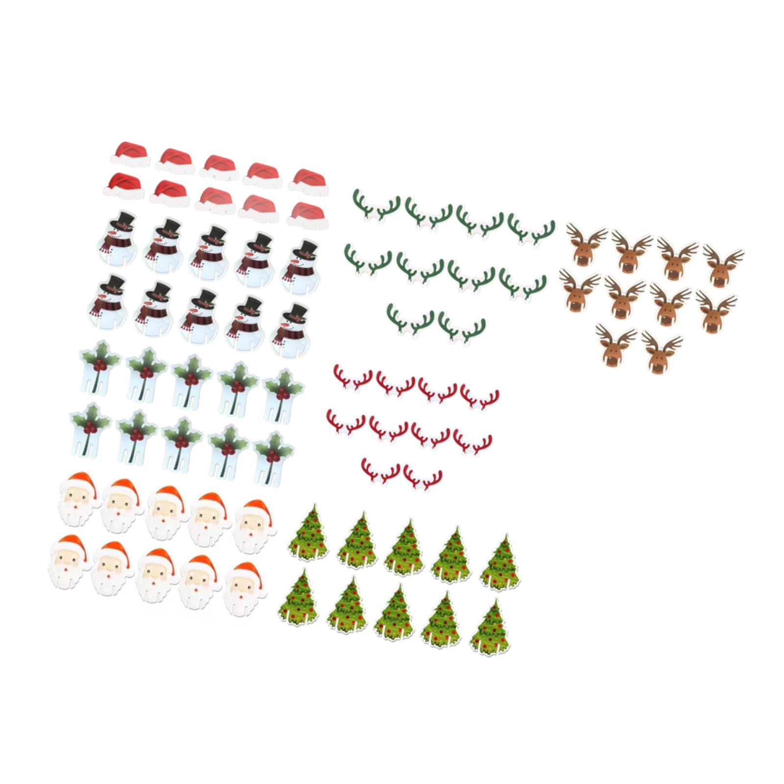 

240 PCS Christmas Glass Cup Card Easy To Use Cute Pattern Xmas Party Wine Glass Decoration Card for Christmas