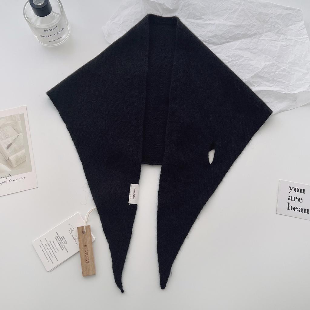 New Korea Styles 100% Wool Knitted Triangular Scarf Women Winter Warm Decorate Headscarf Shawl Neckerchief Hijab Pashmina