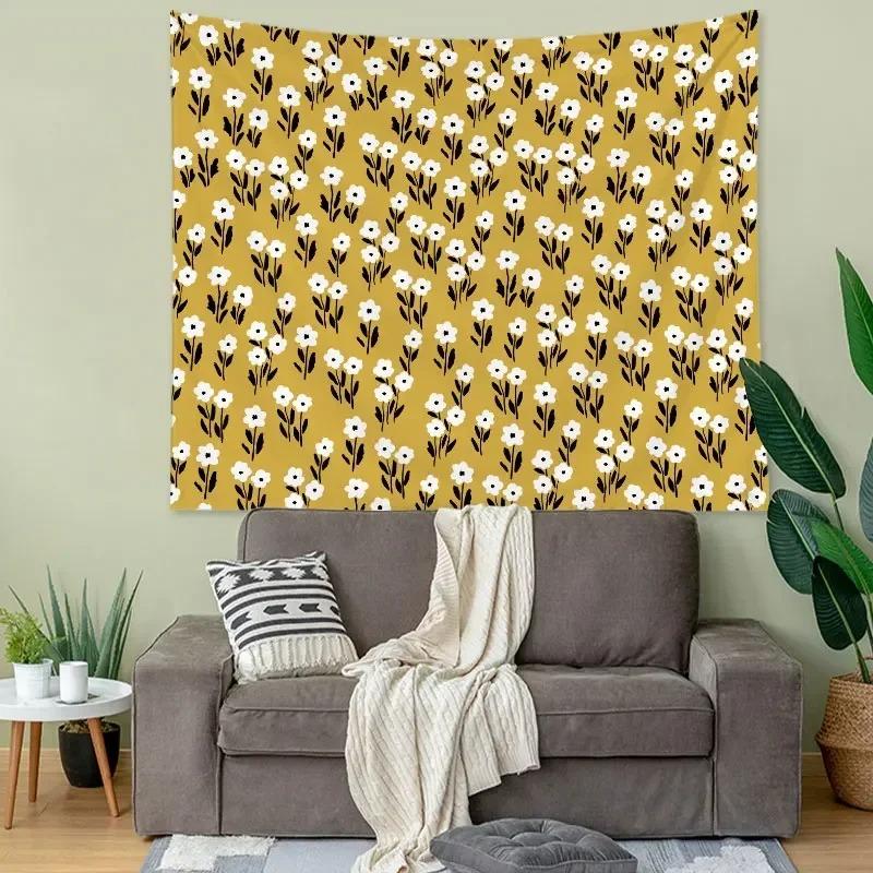 Simple Floral Pattern Decorative Tapestry Home Wall Living Room Office Decorative Tapestry