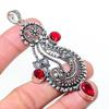 Natural Garnet Gemastone Handmade 925 Sterling Silver Jewelry Pendant 3.35" AP-14631