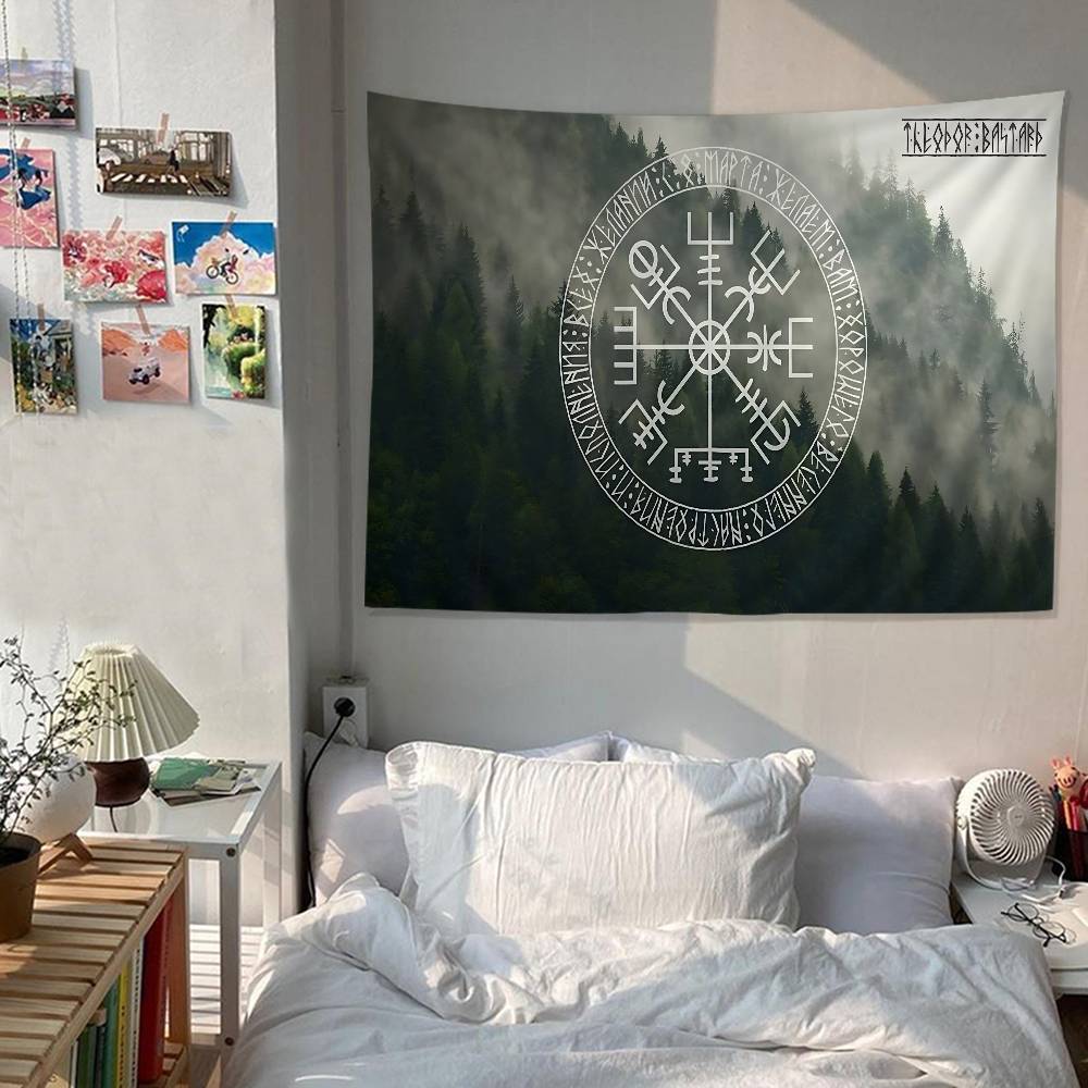 VViking Logo VVegvisir Luxury Hippie Wall Hanging Tapestries for Living Room Home Dorm Decor Art Home Decor