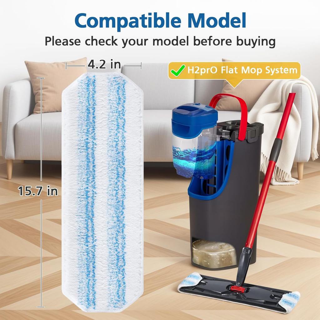 12 Inch Washable Mop Replacement Pad Microfiber Cloth for O-Cedar ProMist MAX Vileda Flat Mop Floor Cleaning