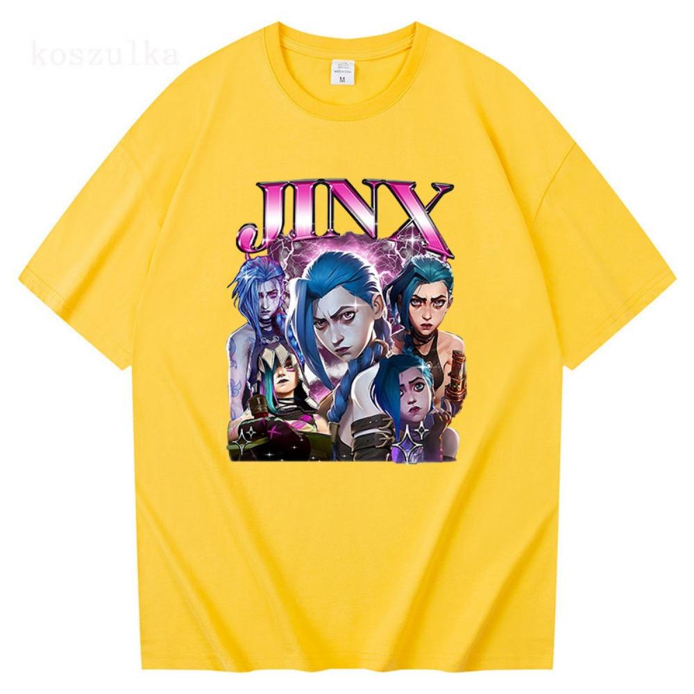 

T Shirts Fashion Women Harajuku Aesthetic Retro Anime Vi Jinx Tshirt Unisex High Quality Cartoon Cotton Tee Shirt Tops S