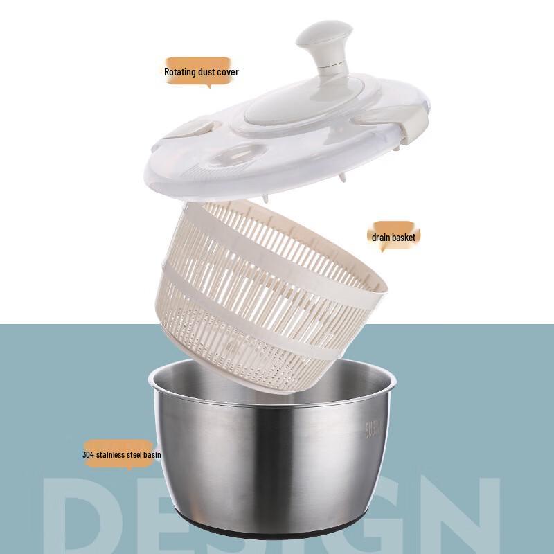 Zhaoran Stainless Steel Hand-Crank Salad Spinner