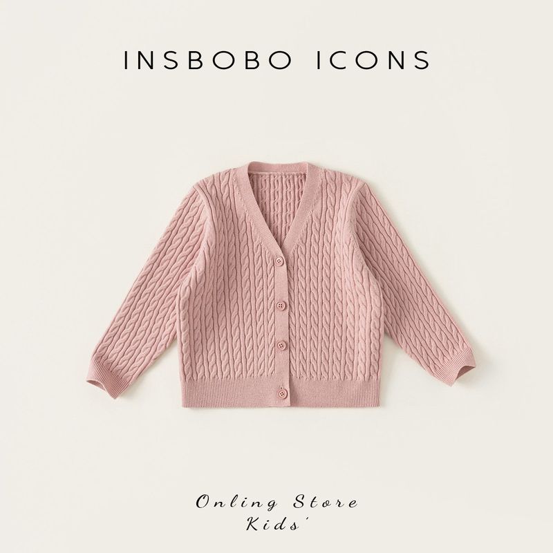 Insbobo Girl s Sweater Autumn Knitwear Kids Pure Color Outwear New Arrival Kids Tops Children s Clothing Spring and Autumn Pink 100