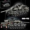 Vojenský WW2 MOC Leopard 2A7 Armádní Hlavní Bojový Tank Vojáci Stavební Bloky Cihličky M1 T90M Tanková Sada Pro Děti Chlapci Dárky