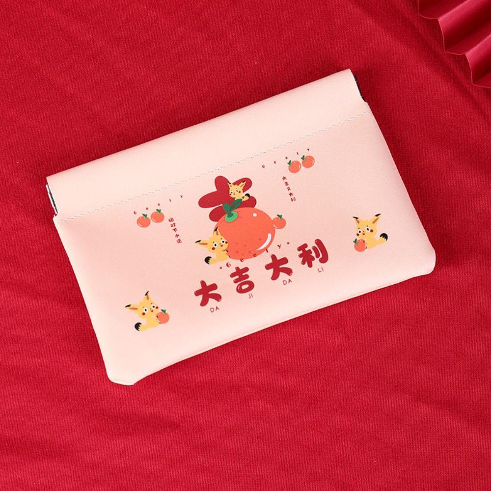 Printing Mini Cosmetic Bag New Year Red Glasses Bag Small Item Bag Lipstick Storage Bag  Girls
