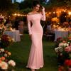 Women Off Shoulder Bodycon Maxi Dress Formal Long Sleeve Evening Gown Ruched Club Party