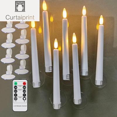 Pack Of 9 Flameless LED Candles Suction Cups Remote Battery Operated Taper Candle New Year Wedding Home Decoration Night Light