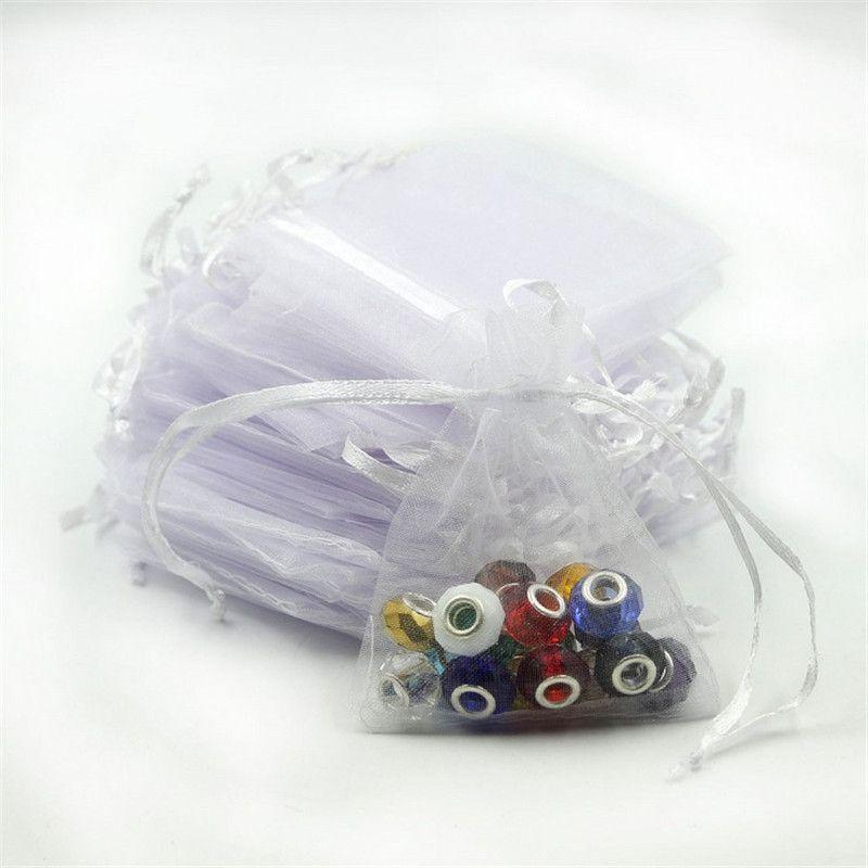 

10 шт. Мешочки из органзы с завязками Свадебные подарочные мешочки для угощений Конфетные мешочки Ювелирные изделия White-10pcs,S-7x9cm