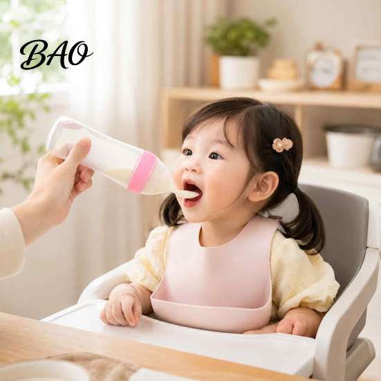 Baby Shower Gift for Newborns Silicone Squeeze Spoon, Single-handed Rice Cereal Bottle with Portable Feeding Utensils Flow Control, Easy Clean