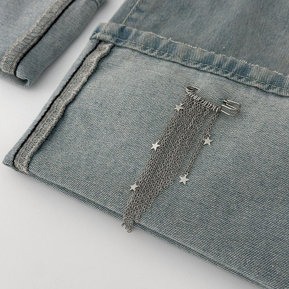 Geometric Love Pendant Pin Clothes Ornaments Star Tassel Brooches Tassel Chain Brooch  Female