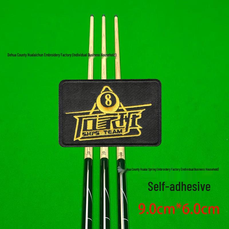 Billiard Cue Case Velcro Patch: Embroidered Logo Self-Adhesive Wrap Badge