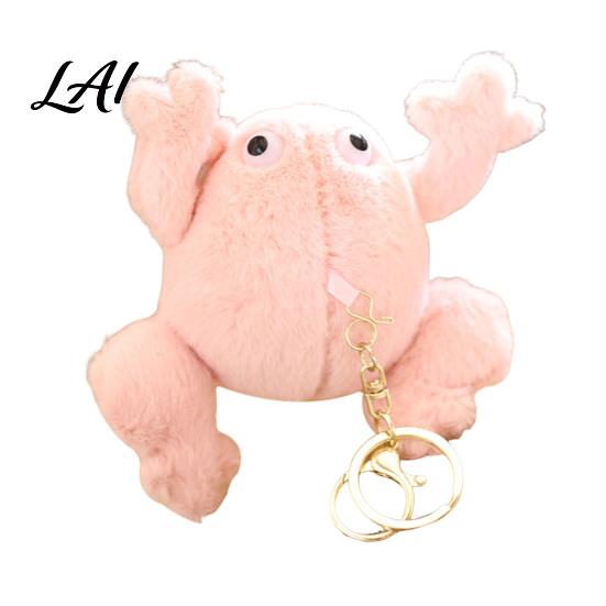 Small Animal Plushie Pendant Cute Frog Plush Keychain Soft Stuffed with Raised Paw Cartoon Gift for Kids Bag Charm Backpack Mini Doll Adults
