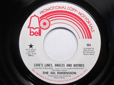 7inch Record FIFTH DIMENSION - Love's Lines, Angles And Rhymes 965PROMO Bell Records 1971 US Soul/Funk Used