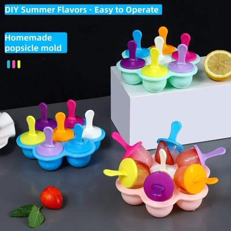 DIY Summer Home Handmade Ice Cream Food Grade Colorful Plastic Covered Ice Cream Mold Used for DIY Ice Cream Sticks Ice Hockey
