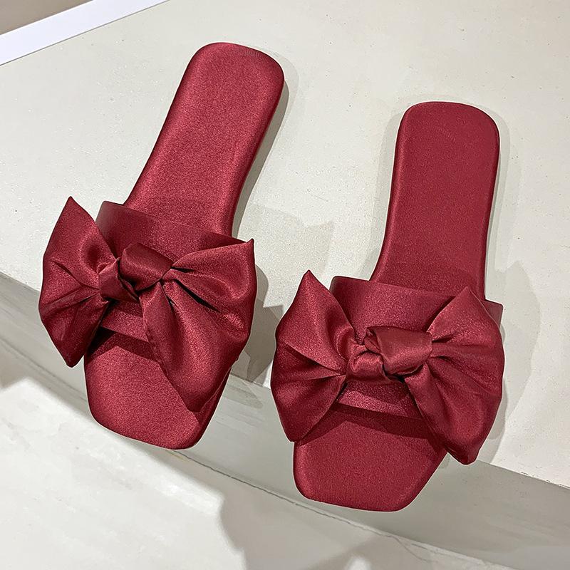 Fashion Summer New Fashionable versatile slippers Women Peep Toe Elegant minimalist Sandals Sexy comfortable Butterfly knot flats