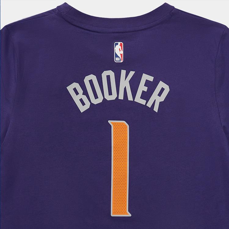 Nike T-Shirt Youth Suns Devin Booker #1 Letter Embroidery Casual Sports Pullover Short Sleeve Kids Tops Purple 3Z2B7BCMW-SUNDB