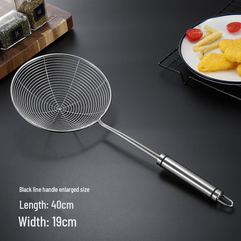 Large Stainless Steel Long-Handled Ladle & Skimmer for Hot Pot, Fried Food, and Noodle Straining