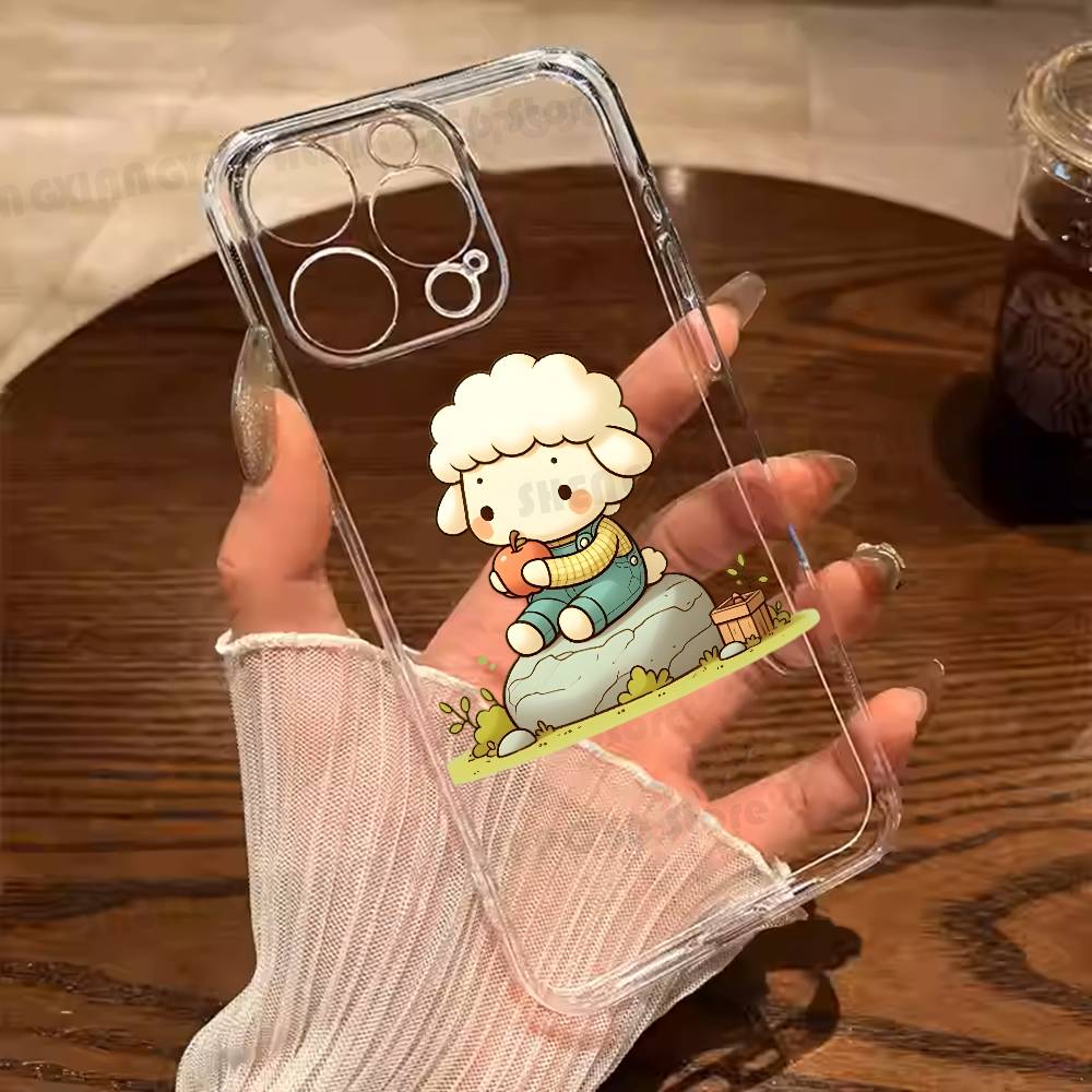 

Cut Sheep Phone Case For iphone 11 12 13 14 15 16 17 Pro Max PIus Transparent Silicone iPhone12PRO