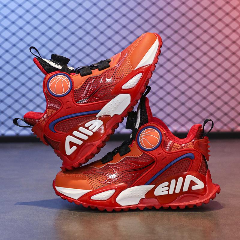Scarpe da Basket Rosse per Ragazzi Edizione Limitata Anno del Serpente 2025 - Nuovo Stile Autunnale in Rete Traspirante