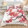 Sakura Double 3D Duvet Cover, Japanese Theme Cherry Blossoms Bedding Sets, Microfibre Quilt Cover Set And Pillowcases 50X75Cm