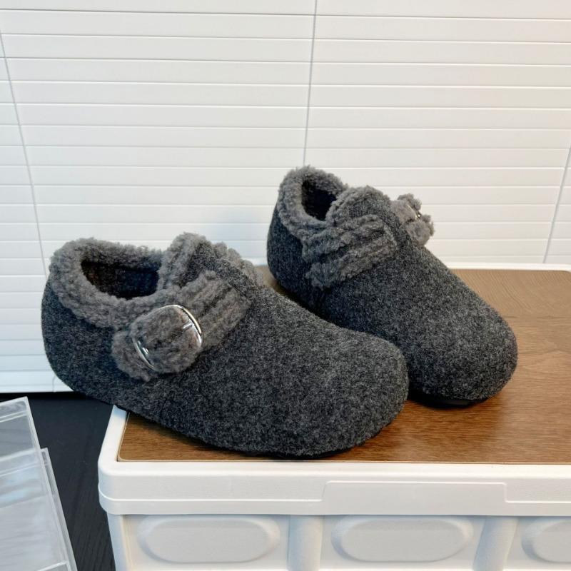 Retro velvet warm women's winter one-footed flat-soled inner height-increasing shoes, Doudou cotton shoes