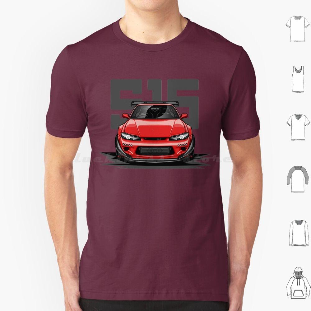 Silvia S15 Front  Candy Red  T Shirt 6xl Cotton Cool Tee Car Automotive Racing Vehicle Race Cool Sports Supercar Fitment Man