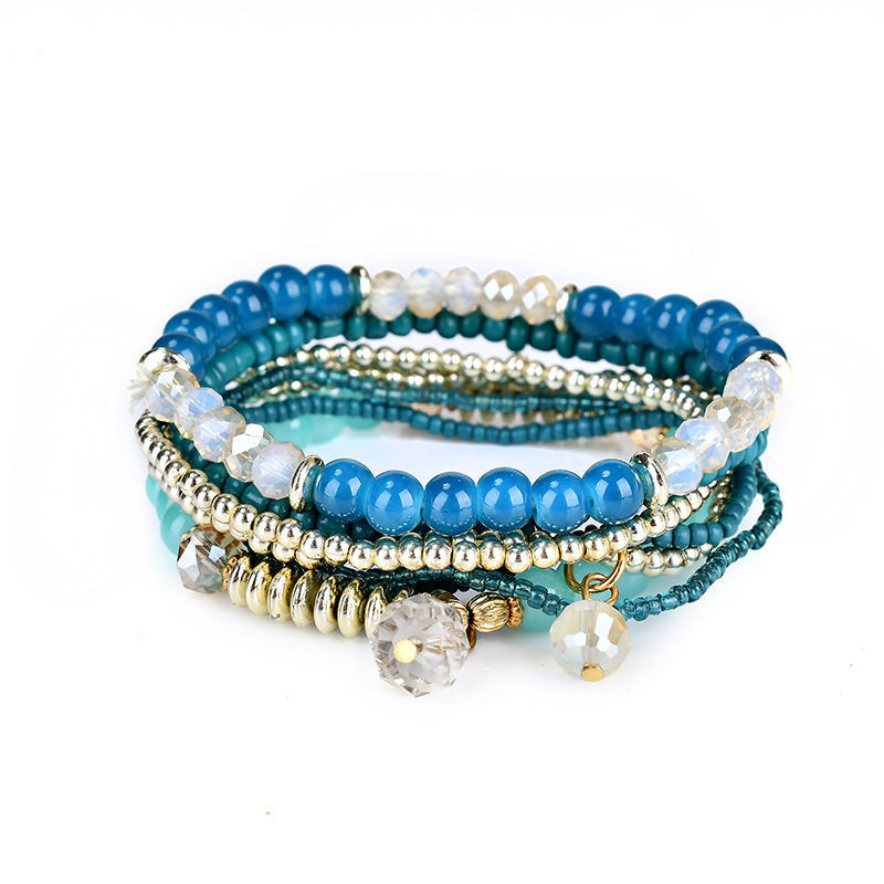 Bohemian Multilayer Beaded Bracelet Rhinestone Wrap Charm Bracelets Fashion Jewelry