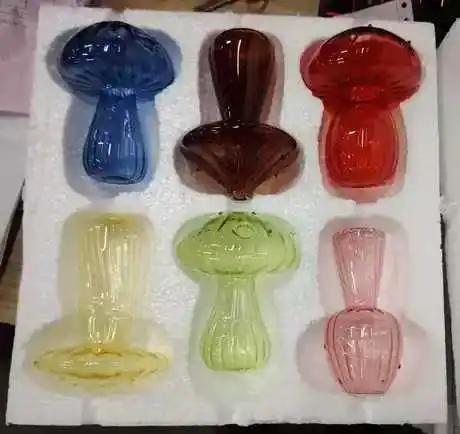 Colourful Mushroom Vase Plant Glass Plant  Bud Vase Decoration Garden Glass Aromatherapy Vase Living Room Desktop Combination