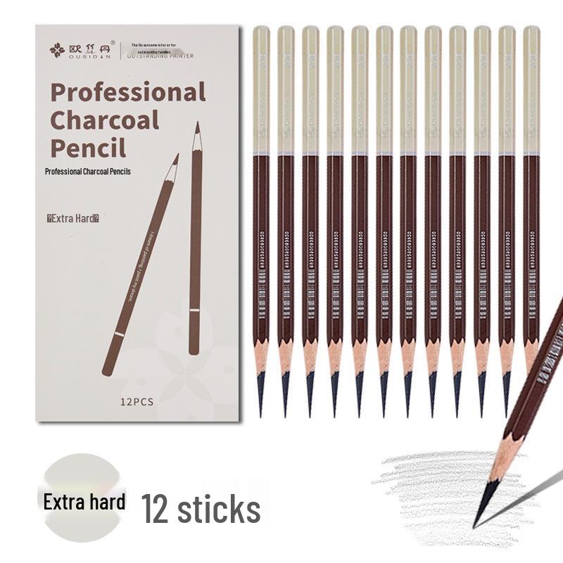 Ousidang Charcoal and Carbon Pencil Art Sketch Set - Speed Sketching with Dedicated Brushes, 14B & 16B