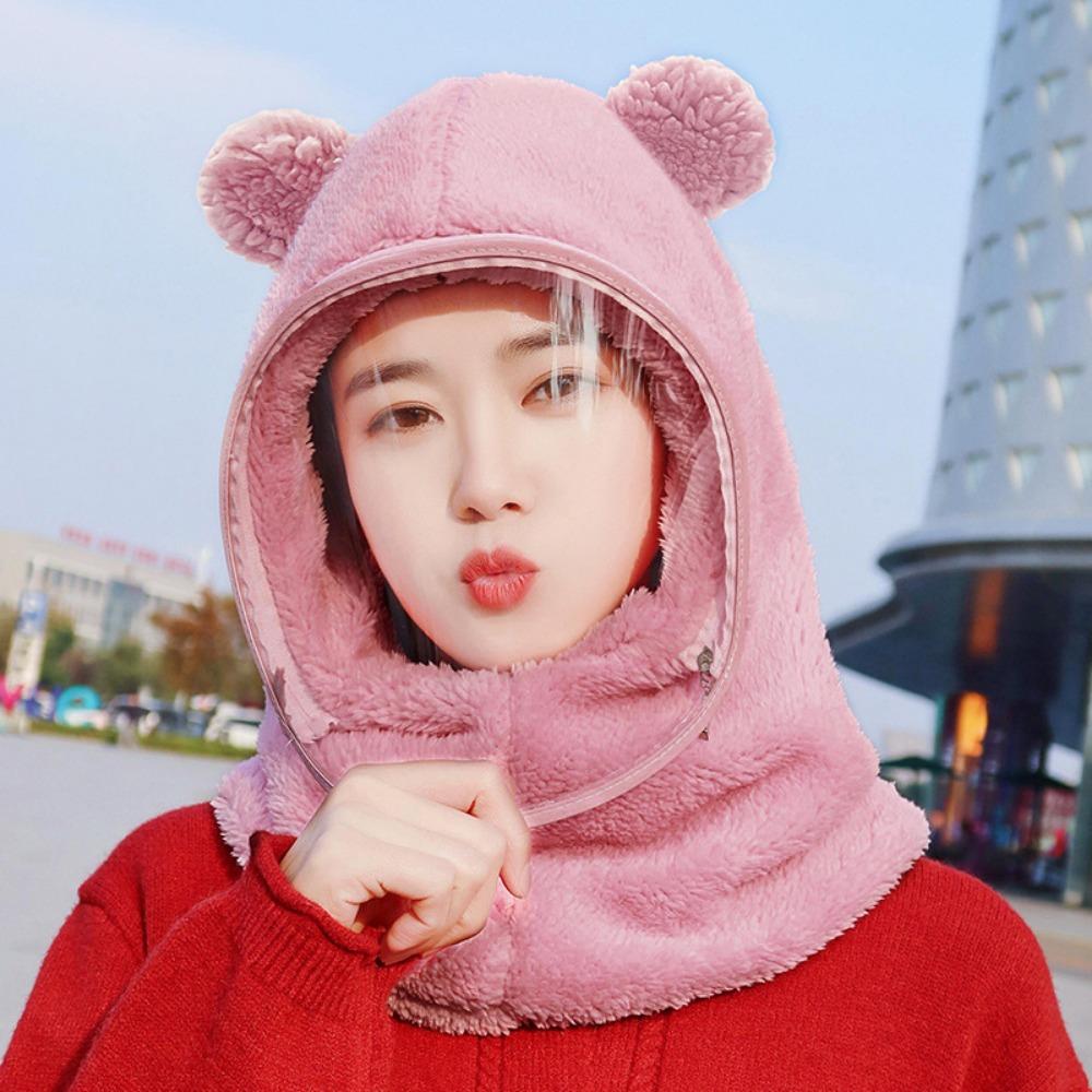 

Утепленная маска для лица для верховой езды, теплая плюшевая шапка-пуловер, наушники, шапки с полной защитой лица, мужские, женские