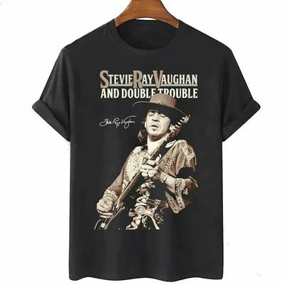 Men Women 100% Cotton Tee Stevie Ray Vaughan Guitar Blues Rock Legend SRV Unisex Graphic Print T Shirts Men Streetwear Clothing