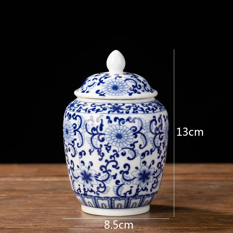 Blue and White Porcelain Tea Canister Ceramic Tea Organizer Box Storage Jars Desk Decoration Tea Jar Coffee Container Teas Caddy