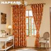 1PC NAPEARL European Style Orange Tulip Printed Curtains Fully Blackout Curtain for Bedroom Living Room Balcony Window for Home Decor