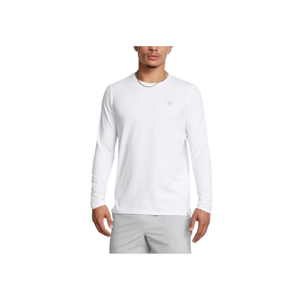 Under Armour Johnson Series Authentic Solid Color Crew Neck Long Sleeve T-Shirt Men Tops White 1386871-100