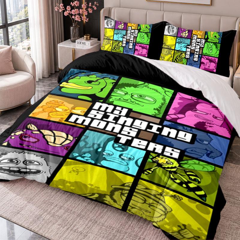 My Singing Monsters 3Pcs Bedding Set Duvet Cover With Two Pillowcases For Bedroom Home Decoration