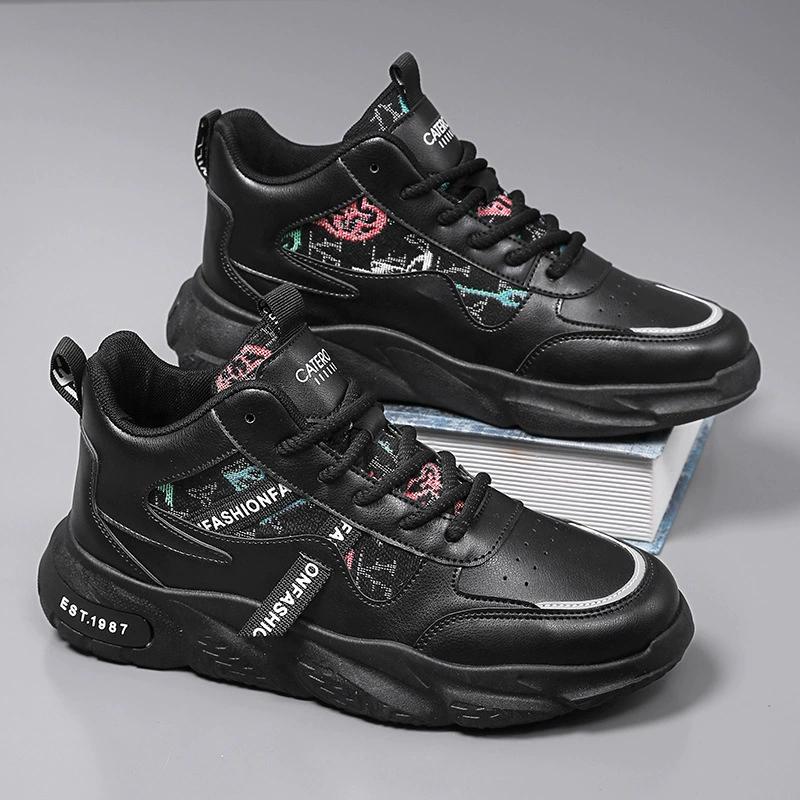 Men's Lightweight Sneakers Fashion Spring Leather Stitching Breathable Platform Shoes Outdoor Mens Casual Shoes Zapatillas