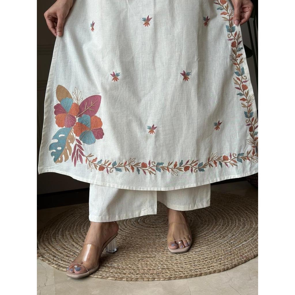 Abito Pakistano Kurti con Pantalone per Feste Set Abito Tunica Top da Donna Indiano