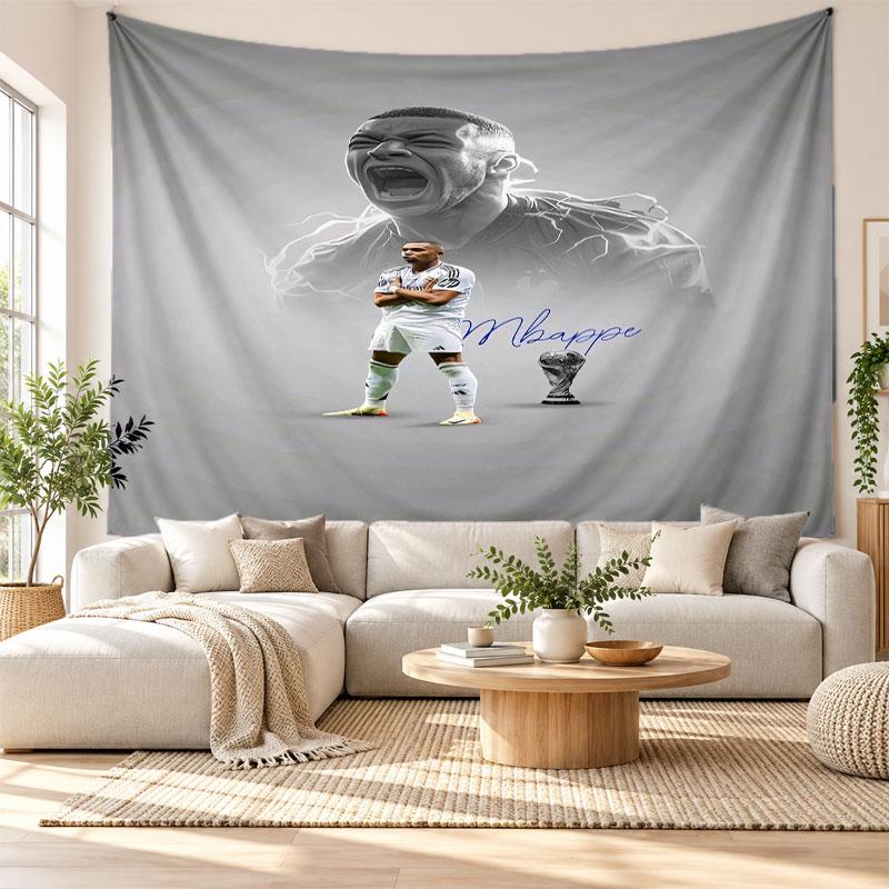 Kylian Mbappe Wall Tapestry, Soft Fabric Wall Hanging, Decorative Backdrop For Bedroom Home Wall Art