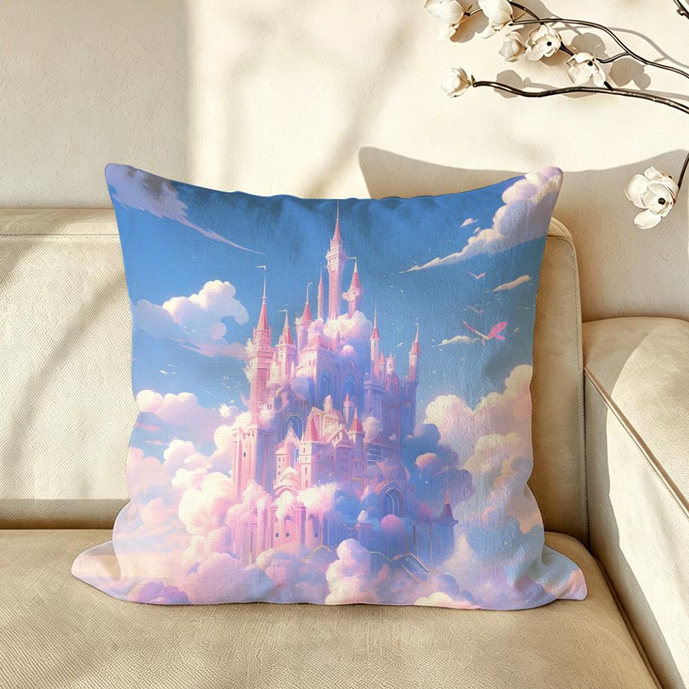 Art DDreamy CCastle Cushion Cover Pillow Case Antidustmite Pillowcase Silky Short Plush Sofa Cushion Cover hot