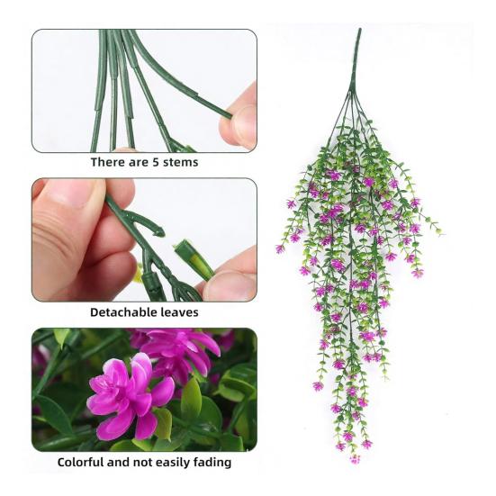 Hängende Kunstblume mit Eukalyptusblättern UV-beständig Fake-Blumenranke Innen Außen Garten Kunstblüte Rattan Dekor