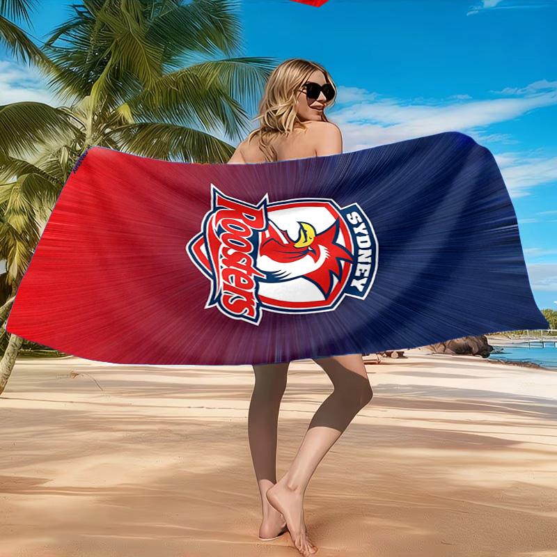 Serviette de plage Esprit d'équipe des Sydney Roosters, Séchage rapide, Facile d'entretien, Convient aussi bien pour le fitness que pour les vacances à la plage, Essentiel de sport
