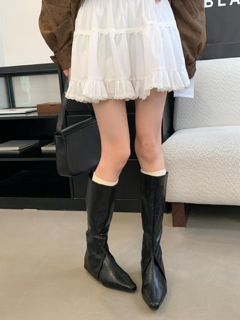 2025 Spring, Autumn and Winter New Pointed Inner Height Increase Western Cowboy Boots Versatile Retro Thin Short Boots Women
