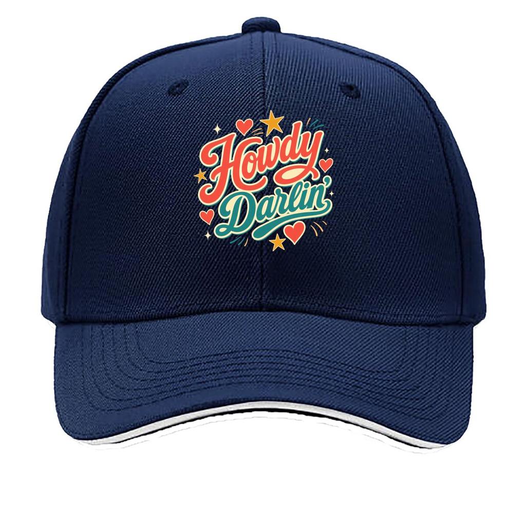 Retro Western Howdy Darlin Script De Sandwich Baseball Cap Sun Cap Outdoor Workouts Hat