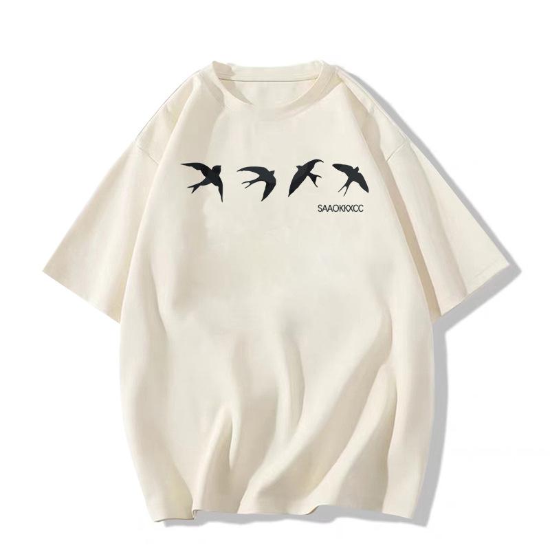 Large Size Summer Pure Cotton White Short-sleeved T-shirt Women's New American Front Shoulder Niche Design Half-sleeved Top