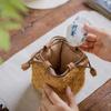 Vintage Chinese Style Stitched Tea Cup Pouch - Thickened Cotton Linen Travel Tea Set Bag for Zisha Teapot, Portable Storage Case