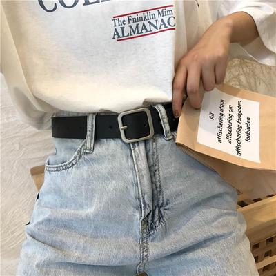 Women's Korean Style Square Buckle Belt - Black Casual Fashion Accessory