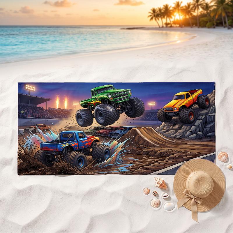 Monster Truck (1) Soft and comfortable beach towel perfect for vacations and poolside use an ideal gift for summer holidays